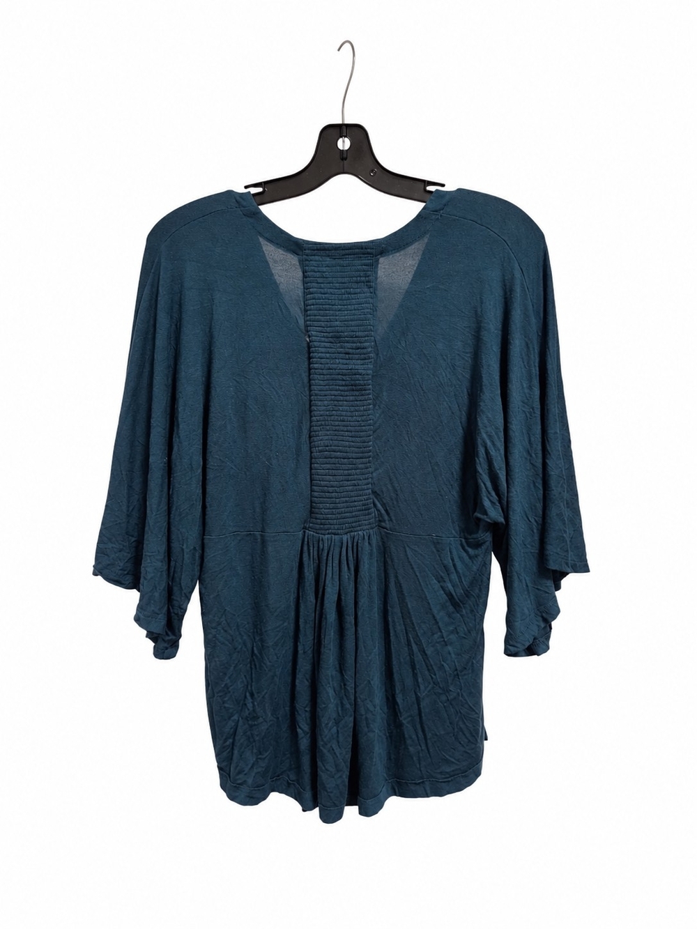 Free People Teal Blue Textured Boho Tunic Top XS Flowy V-Neck - Picture 6 of 6